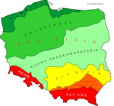 Pasowe ukształtowanie powierzchni Polski - mapa konturowa ...